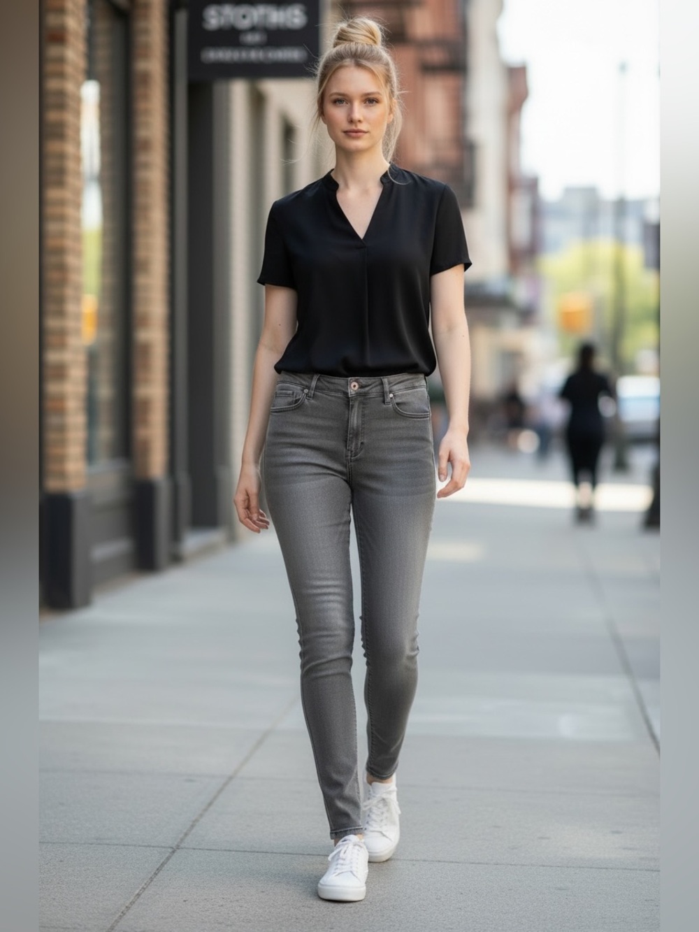 a.n.a Women's Mid-Rise Skinny Jeggings- Gray